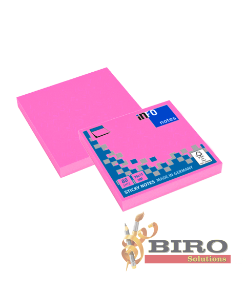 Hîrtie pentru notițe cu lipici 75x75 mm 80 Foi, NEON